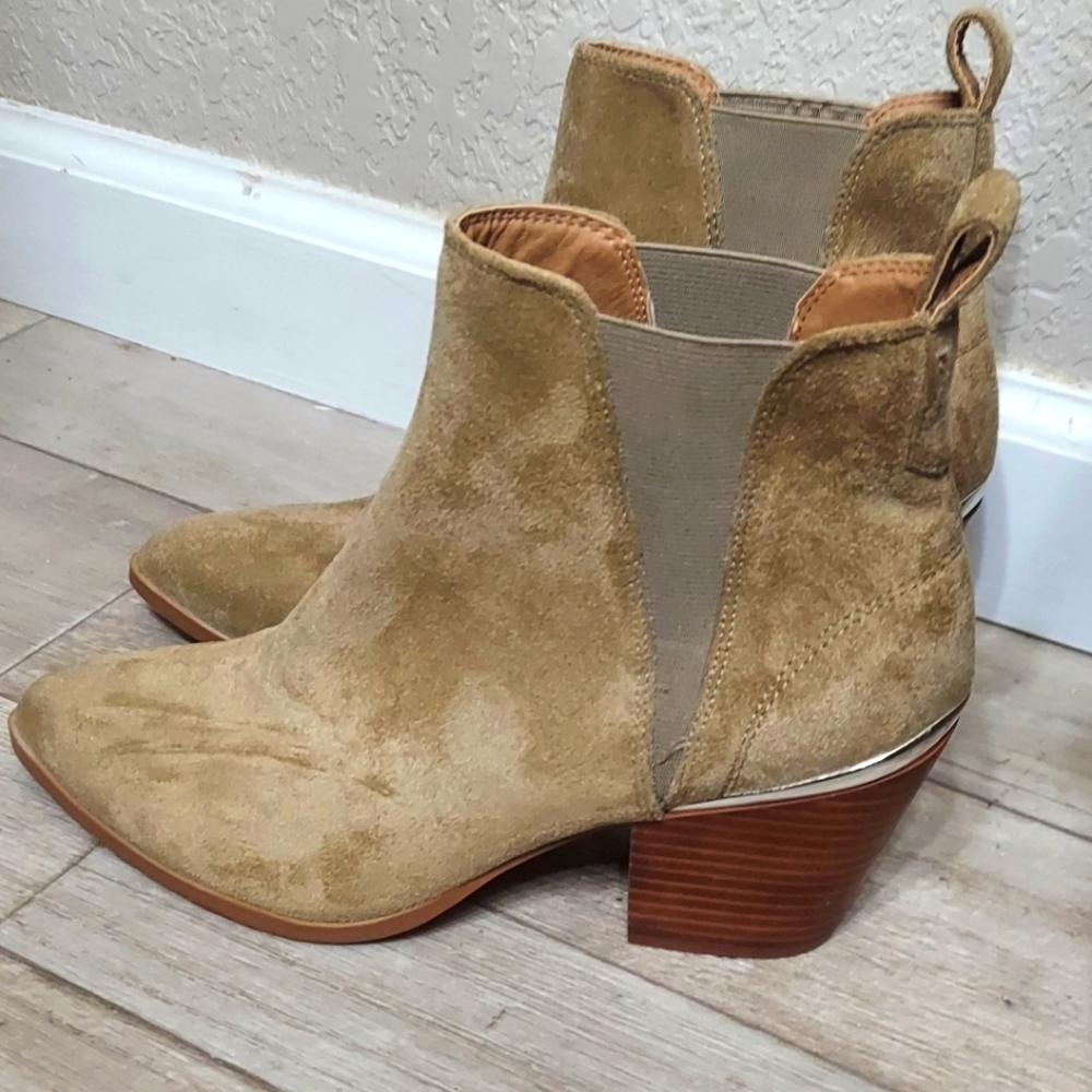 Kellparker Suede Western Cora Bootie Size 8.5 Gorgeous Leather Heeled Boots BOHO